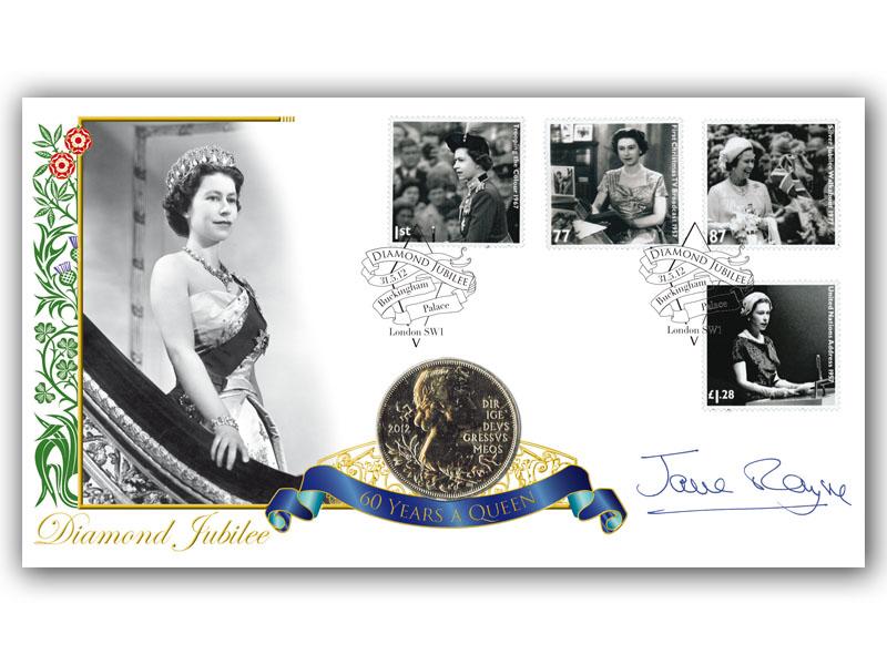 2012 Diamond Jubilee Coin Cover, signed by Lady Jane Rayne