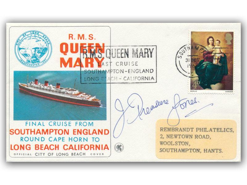 John Treasure Jones signed 1967 RMS Queen Mary Final Cruise, Southampton