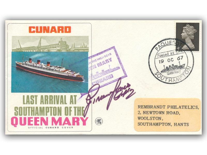 John Treasure Jones signed 1967 RMS Queen Mary Last Arrival at Southampton