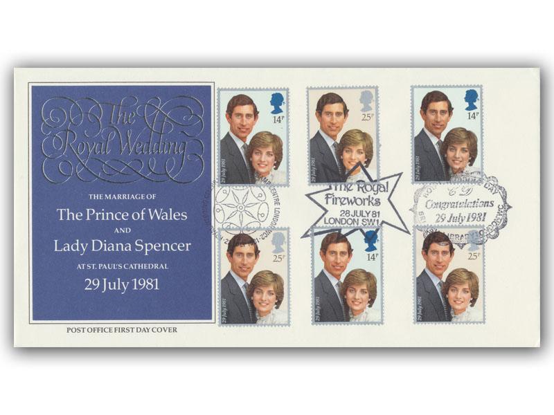 1981 Royal Wedding, Triple Postmarked, Post Office cover