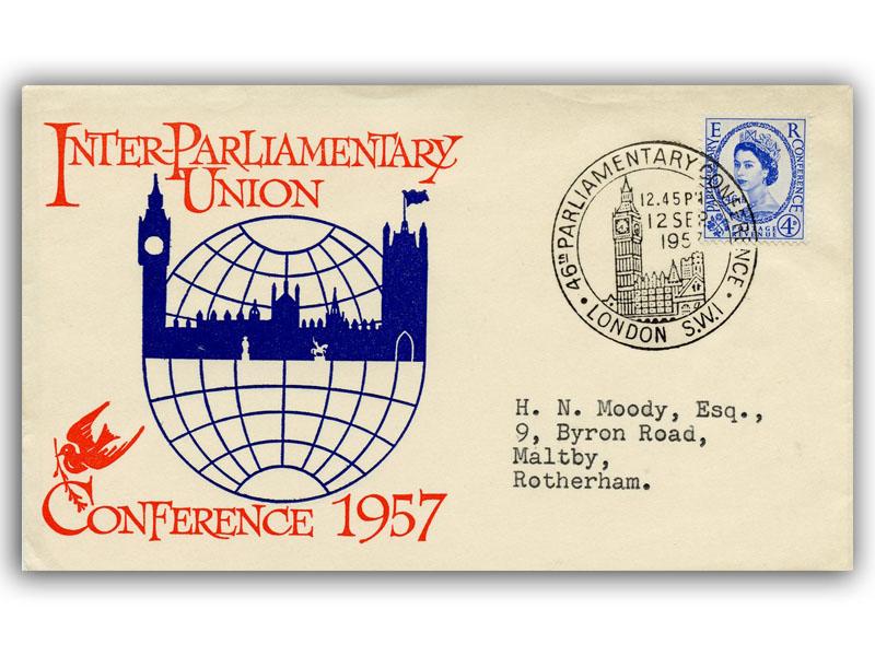 1957 Parliament, Big Ben 12.45pm postmark