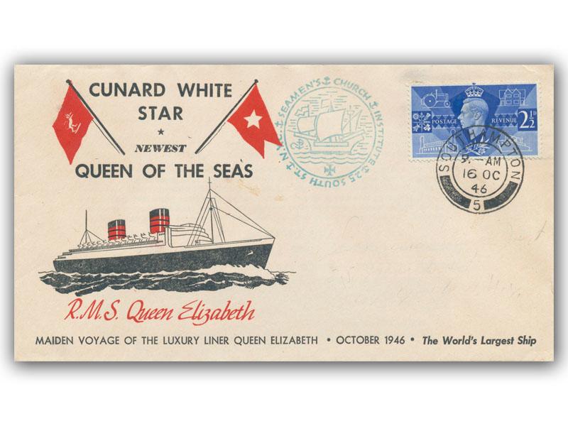 1946 RMS Queen Elizabeth Maiden Voyage, Cunard cover
