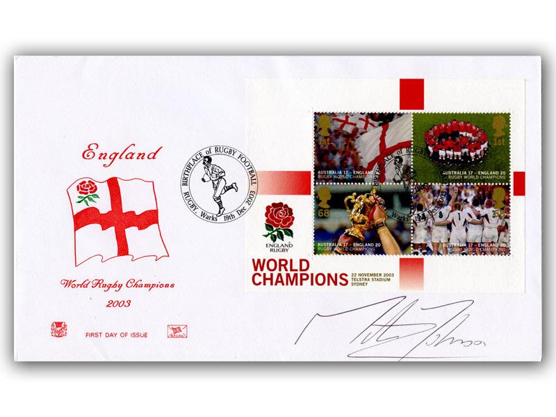 Martin Johnson signed 2003 Rugby World Cup, Stuart cover