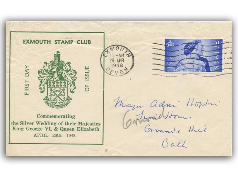 1948 Silver Wedding, Exmouth Stamp Club cover