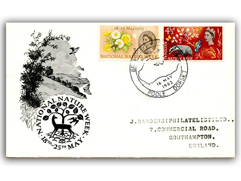 1963 Nature, phosphor, Brownsea Island postmark