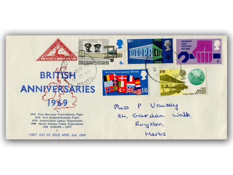 1969 British Anniversaries, North Herts Stamp Club cover
