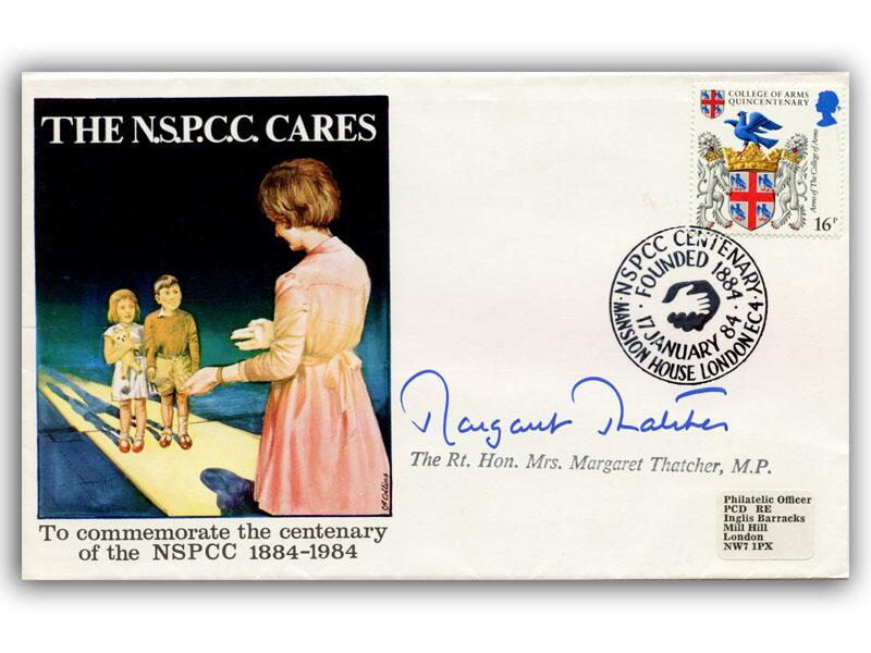 Margaret Thatcher signed 1984 NSPCC cover