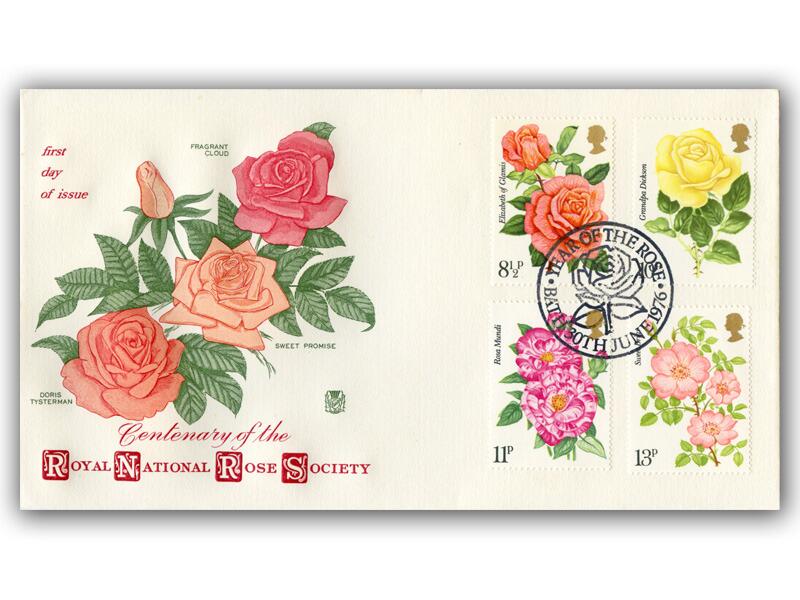 1976 Roses, Bath postmark