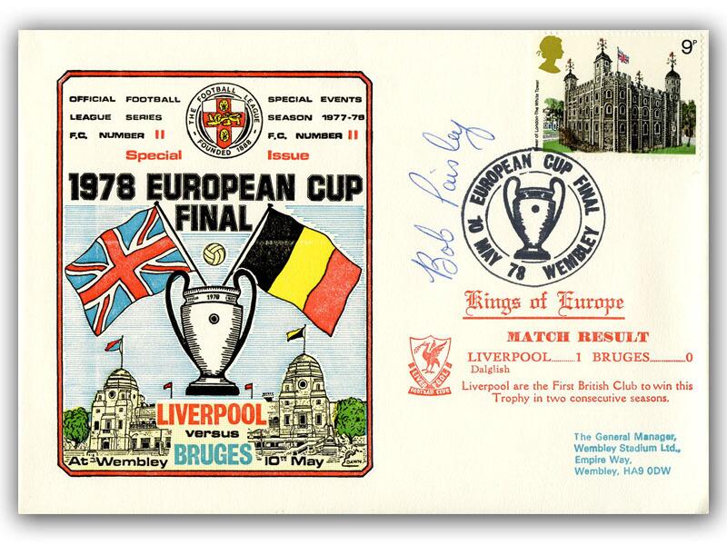 1978 European Cup Final Liverpool V Bruges, signed by Bob Paisley