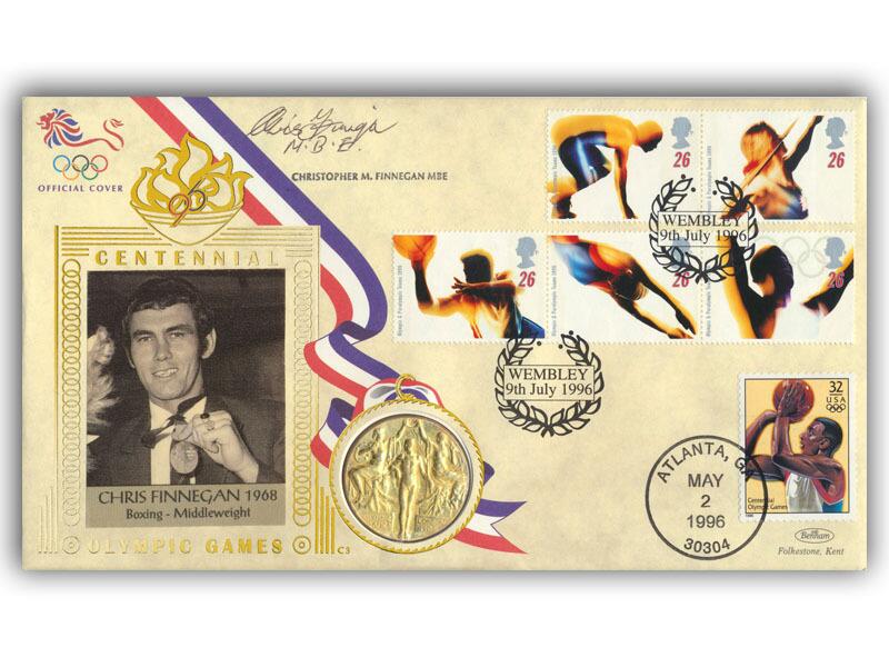 Chris Finnegan signed 1996 Olympics gold medal cover