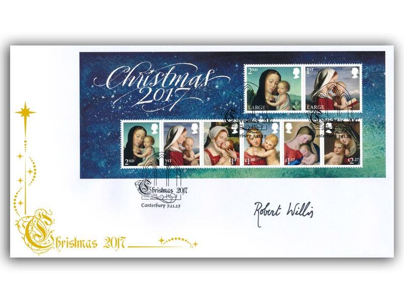 Christmas 2017 Miniature Sheet Cover signed by Very Revd Dr Robert Willis