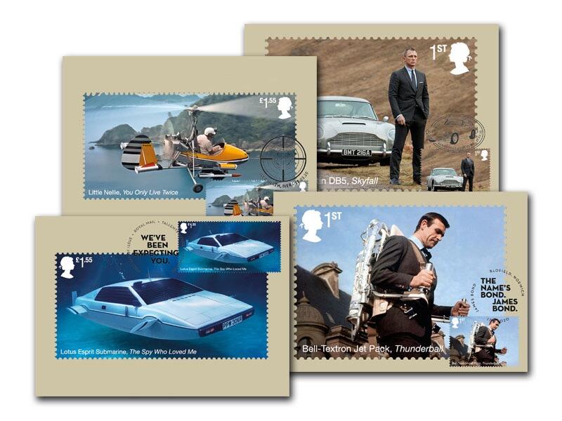 James Bond Set of 4 Miniature Sheet PHQ Cards