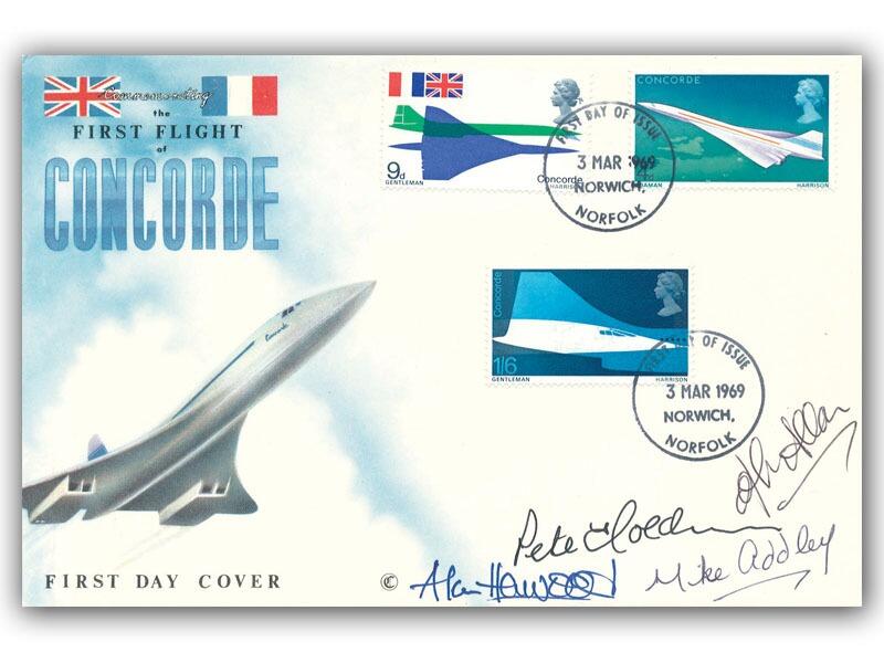 Concorde, signed by Mike Addley, Peter Holding, Alan Heywood and John Allan