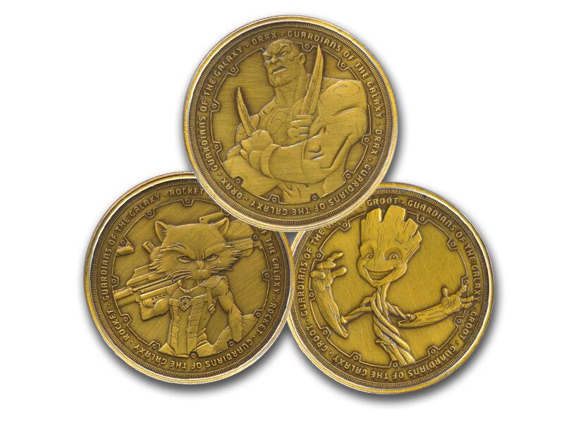 Guardians of the Galaxy Antique Gold Medal Collection - Groot, Rocket & Drax