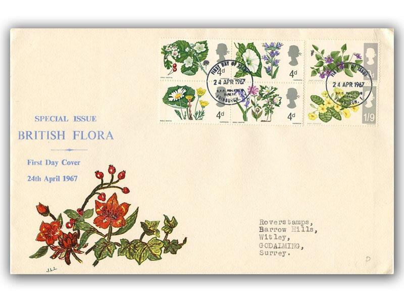 1967 Flowers, phosphor, Bureau FDI, Roverstamps cover