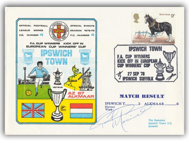 1978 Ipswich V Alkmaar, signed by Paul Mariner