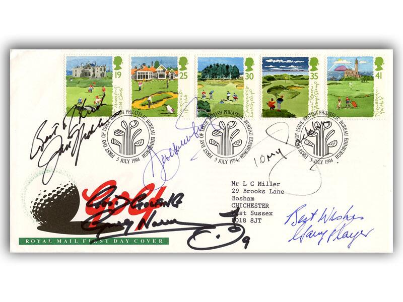 Seve Ballesteros, Jack Nicklaus, Tony Jacklin, Gary Player & Greg Norman signed 1994 Golf cover