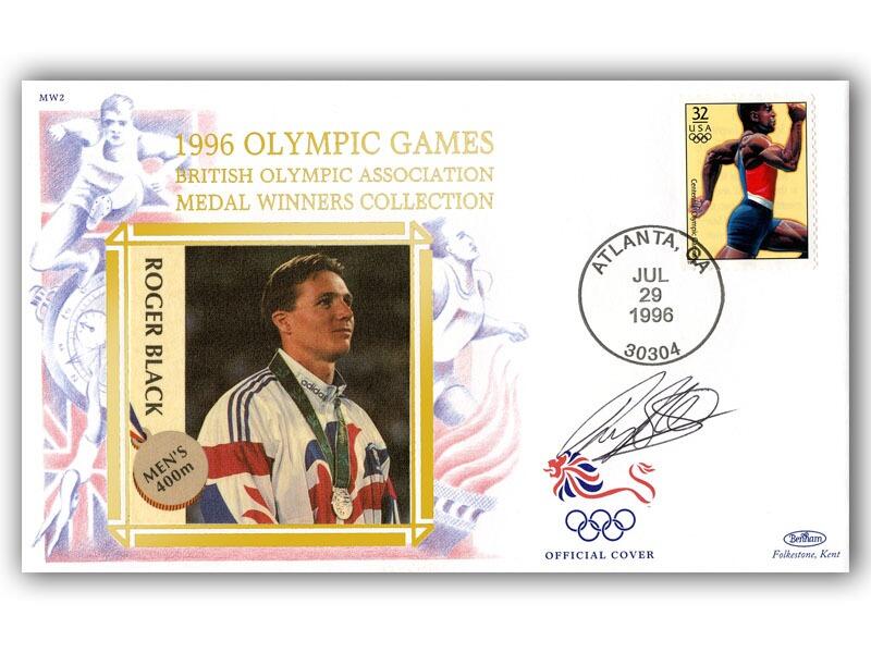 Roger Black signed 1996 Olympics medal cover