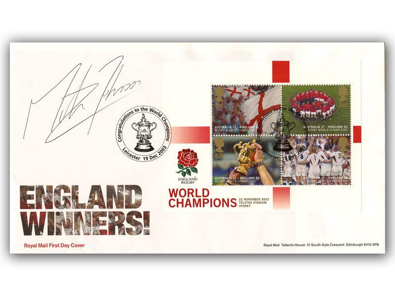 Martin Johnson signed 2003 Rugby World Cup. Homemade cover
