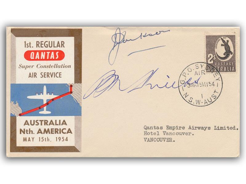 1954 Qantas Sydney - Vancouver, Pilot Signed