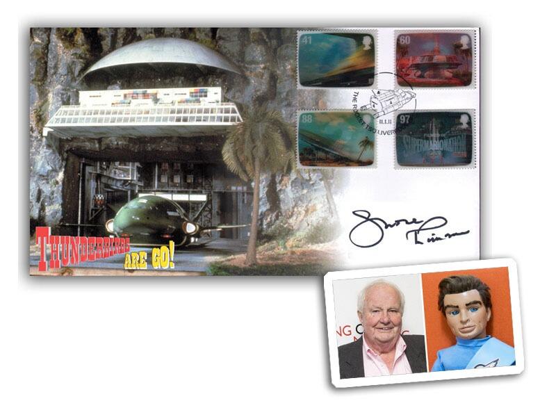 Thunderbirds Are Go! Stamps from Miniature Sheet Cover Signed Shane Rimmer