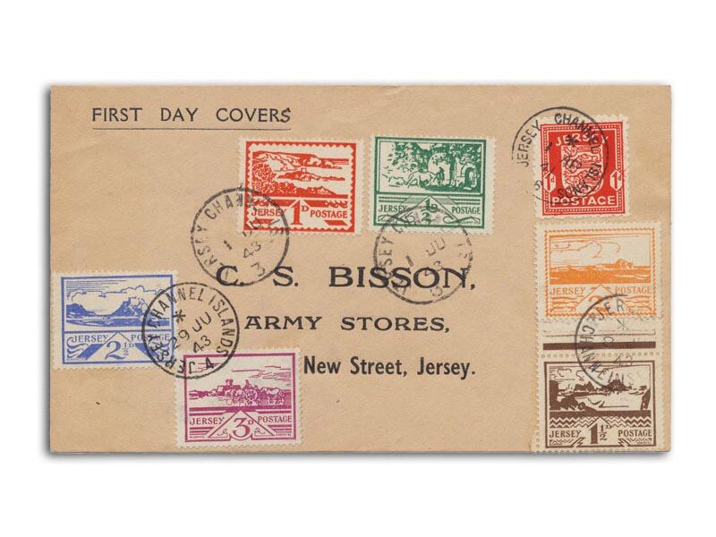 1943 Jersey Views Full Set & Jersey Arms 1d