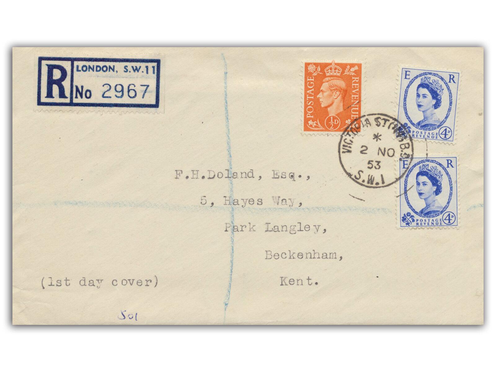 1953 4d Wilding, Victoria Street CDS