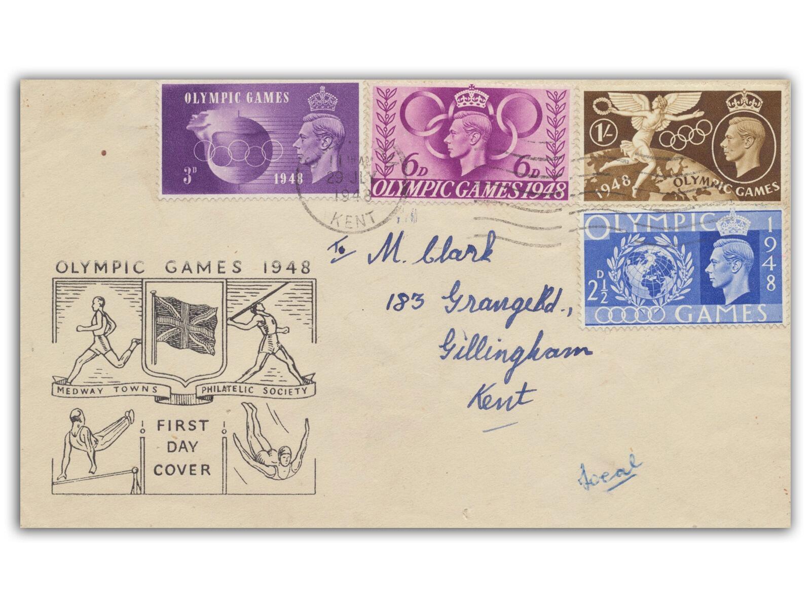 1948 Olympics, Medway Towns Philatelic Society Cover