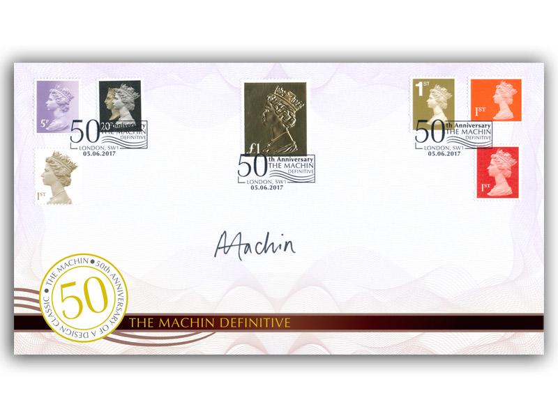 2017 Machin Golden Anniversary, stamps taken from the miniature sheet, signed by Alice Machin