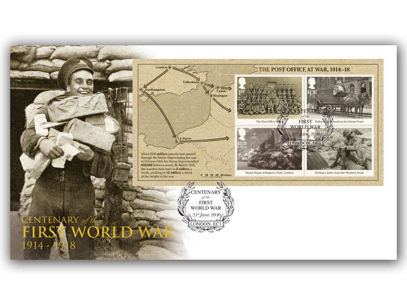 2016 Great War Centenary Miniature Sheet First Day Cover
