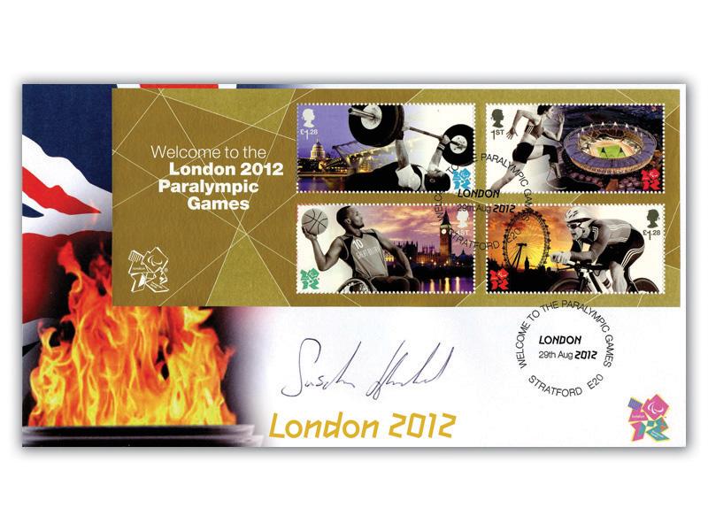 London 2012 Paralympics Games Miniature Sheet Signed Sascha Kindred CBE