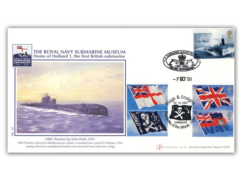 Royal Navy Flags & Ensigns Miniature Sheet Stamps, Double Postmark