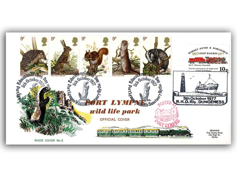 1977 RHDR Wildlife, Port Lympne postmark, carried