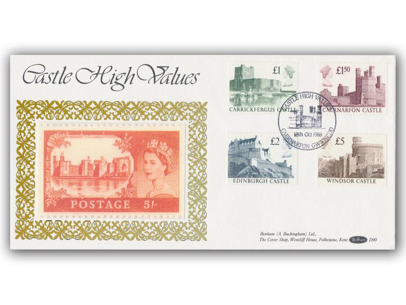 1988 Castle High Values, Caernarfon postmark, Benham D90