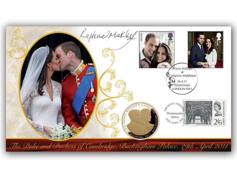 2011 Royal Wedding coin cover, The Kiss, signed Raphael Maklouf