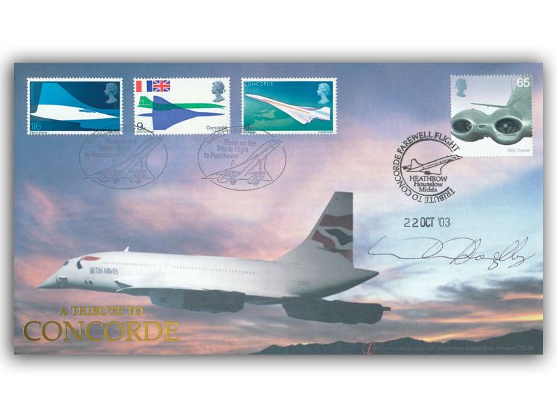 2003 Farewell Concorde, Tribute Flight to Manchester flown cover, signed Warren Hazelby