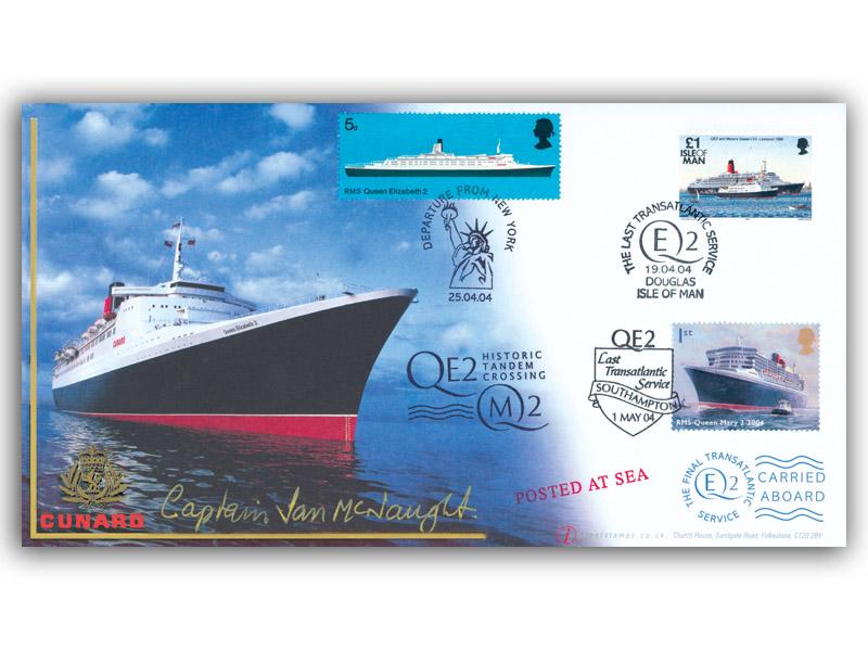 QE2 Final Transatlantic Voyage, Isle of Man, signed Capt. Ian McNaught