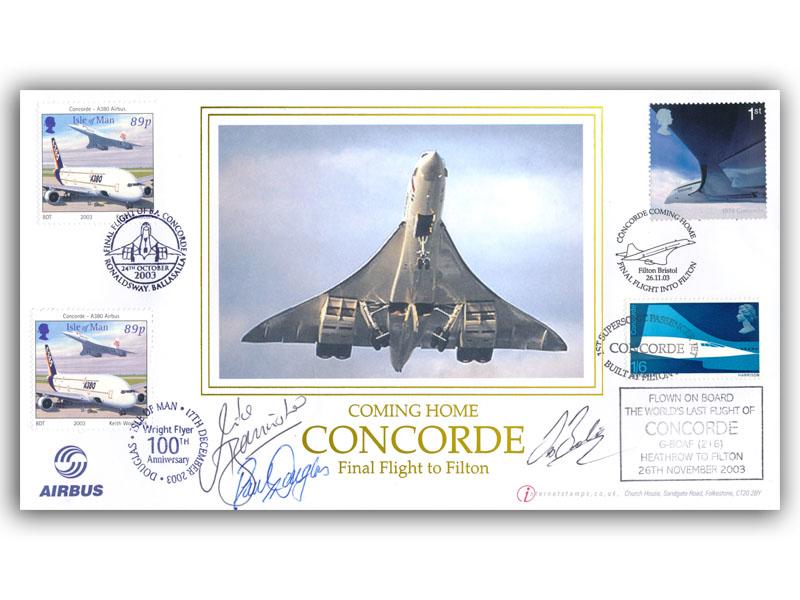Concorde Final Flight to Filton Flown Cover signed by Mike Bannister