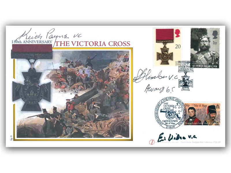 150th Anniversary of the Victoria Cross, signed by Keith Payne VC, Eric Wilson VC, Rambahadur Limbu VC and Awang anak Raweng GC