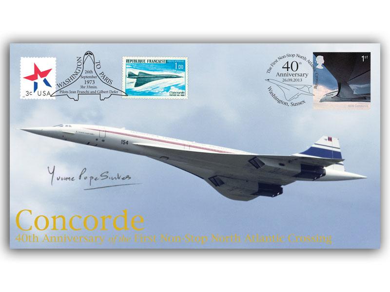 First Concorde Non-Stop North Atlantic Crossing Flight, signed Yvonne Pope Sintes