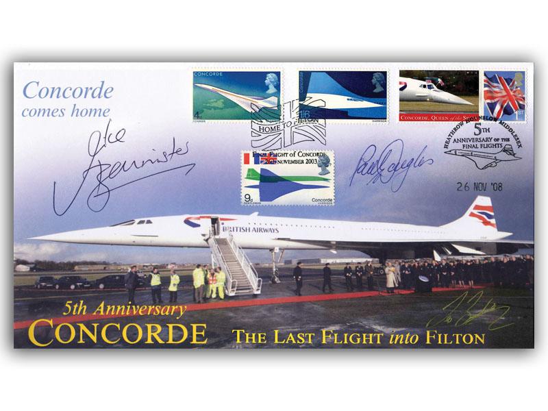 2008 Filton Final Flight 5th anniversary, signed Mike Bannister, Les Brodie & Paul Douglas