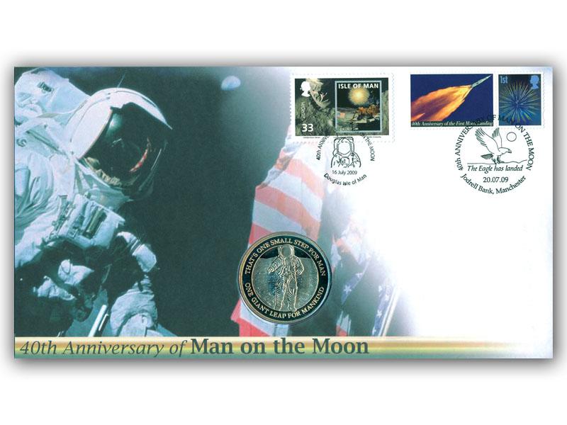 Apollo 11 40th Anniversary coin cover, Isle of Man & Jodrell Bank double