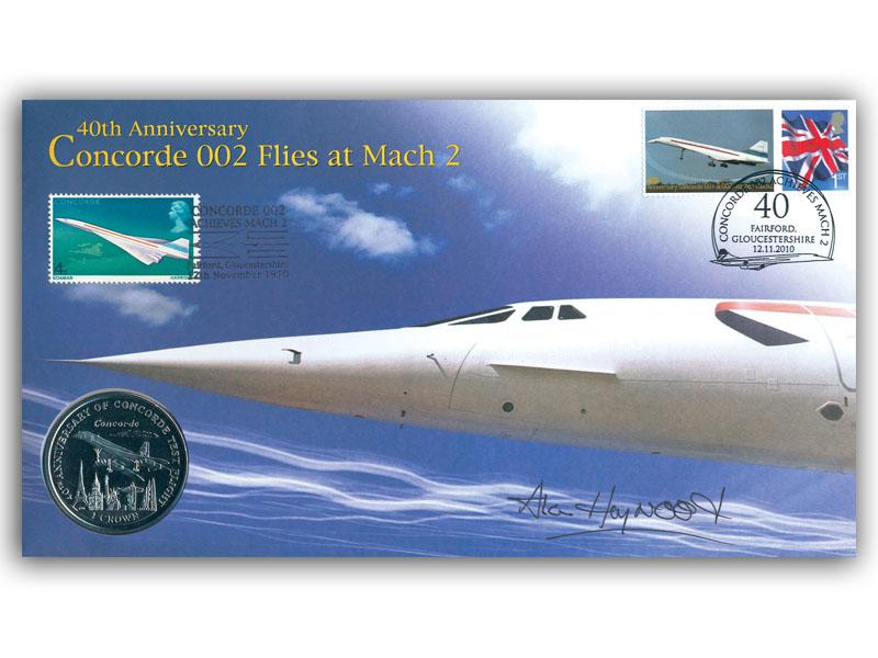 Concorde Mach 2 coin cover, signed Alan Heywood