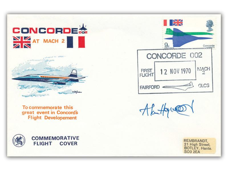 Alan Haywood signed 1970 Mach 2 Concorde cover