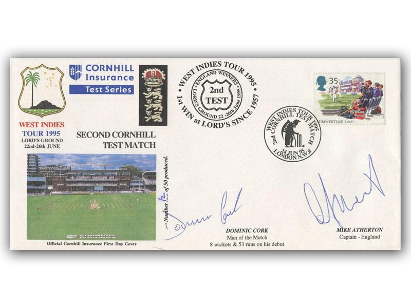 Mike Atherton & Dominic Cork signed 1995 West Indies Tour cover