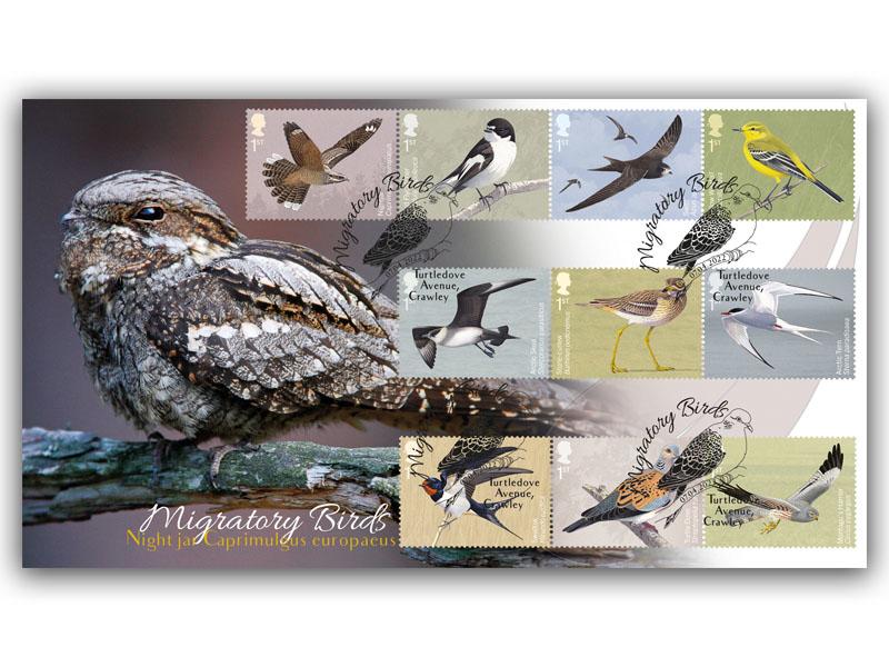 Migratory Birds - Nightjar Full-Set of stamps cover