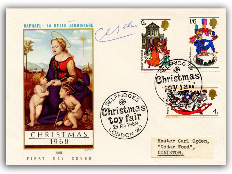 Sir Charles Clore signed 1968 Christmas cover