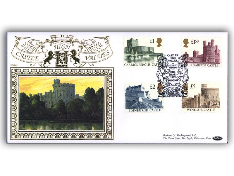 1992 Castle High Values, Security Printing Windsor postmark