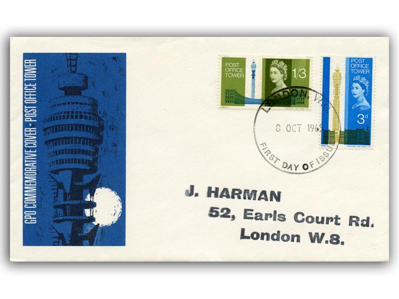 1965 Post Office Tower, phosphor, London WC FDI