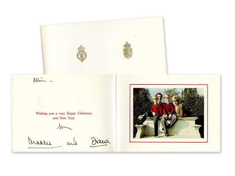 King Charles III & Princess Diana signed 1990 Christmas card